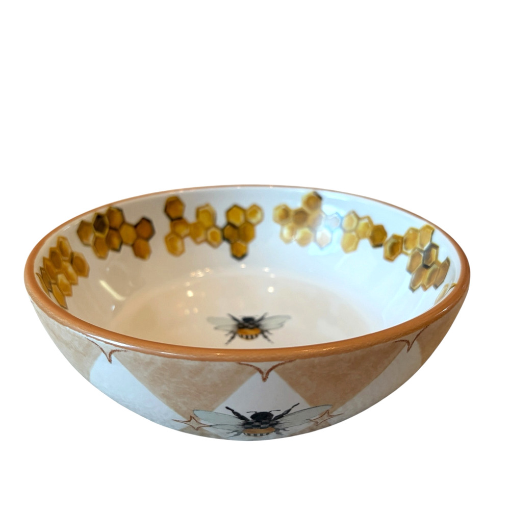 MacKenzie-Childs QUEEN BEE Stoneware Bowl 6.25in Made in Portugal NEW